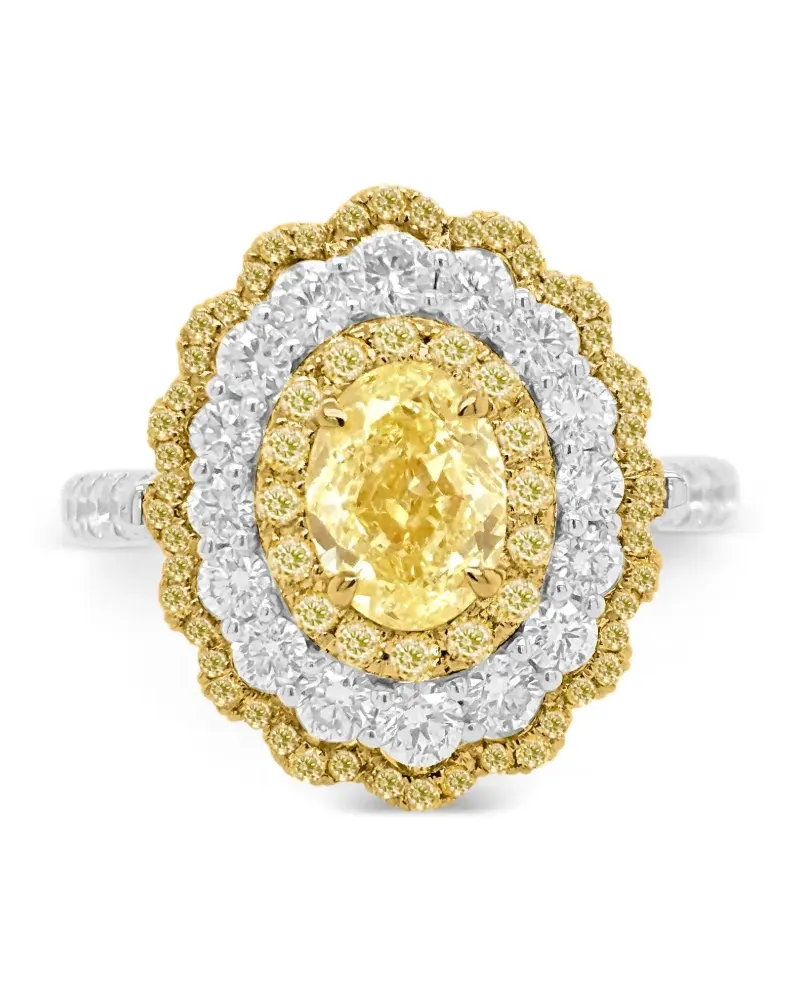 HYT Jewelry 18kt Gelb- und Weißgoldringanhänger mit Diamant - Silber Silber