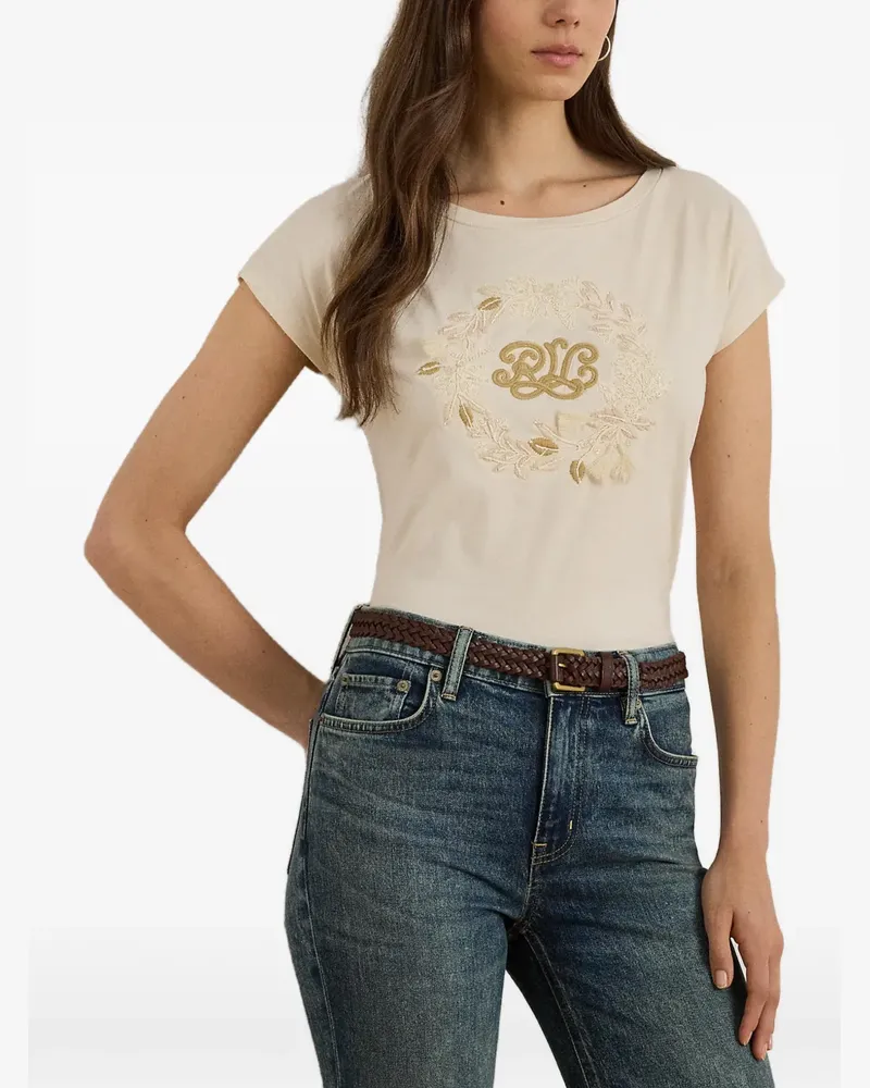 Ralph Lauren logo-embroidered T-shirt - Nude Nude