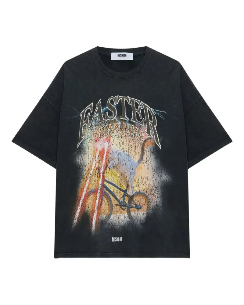 MSGM T-Shirt mit grafischem Print - Schwarz Schwarz