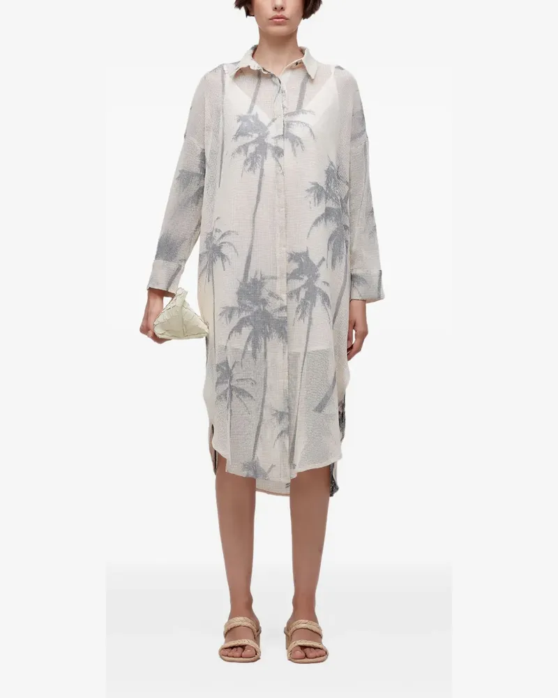 Osklen Coqueiro Midikleid mit Palmen-Print - Weiß Weiß