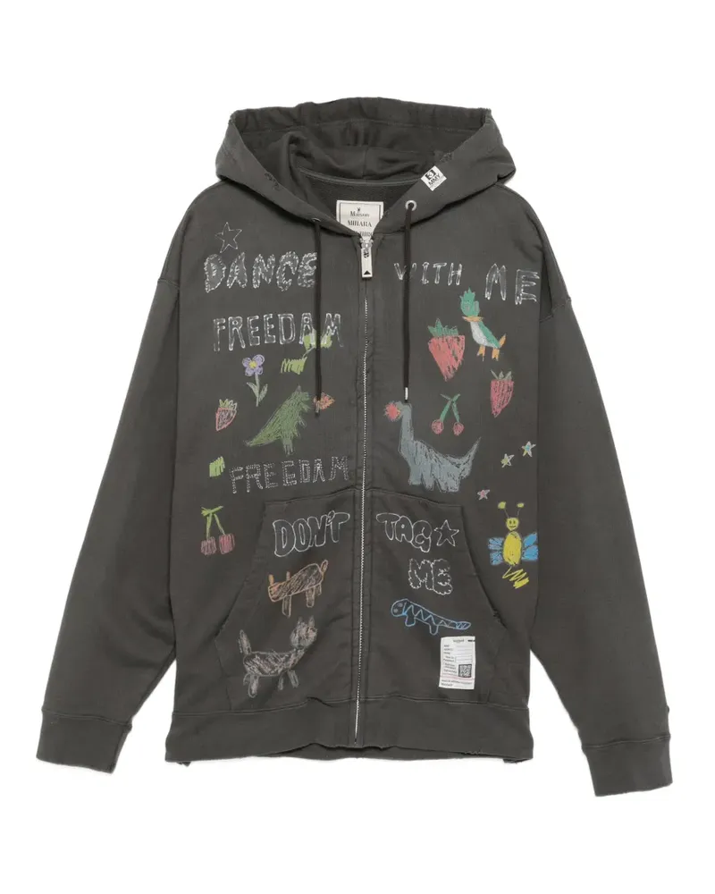 MIHARAYASUHIRO Hoodie mit Kritzel-Print - Grau Grau
