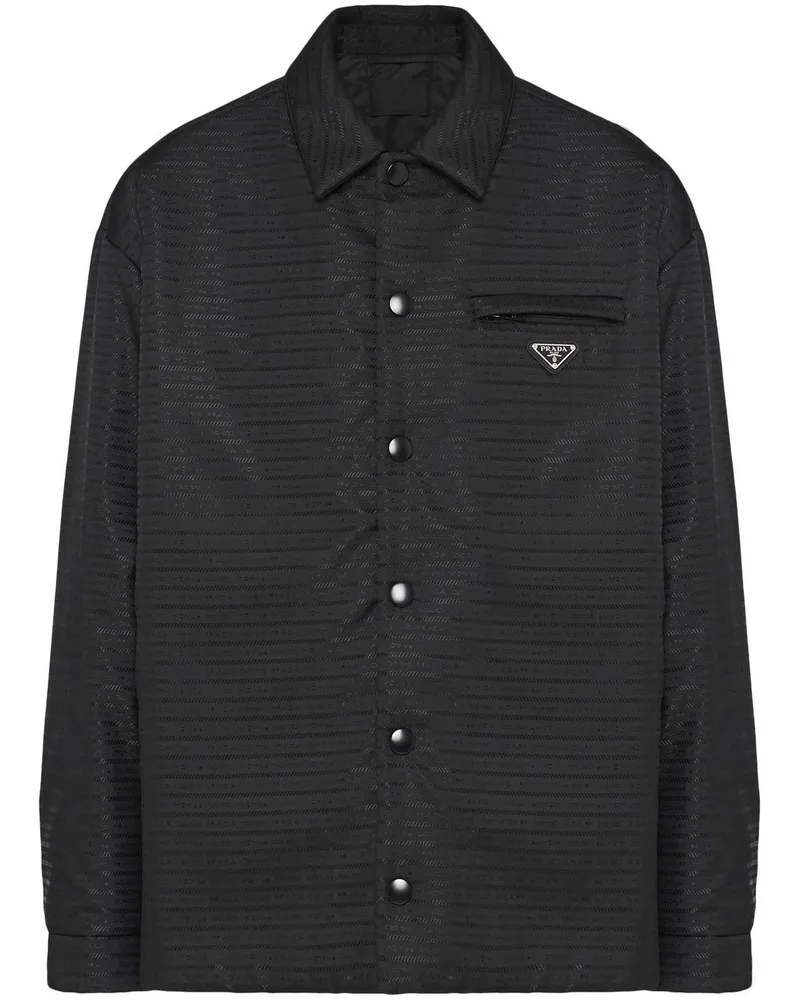 Prada Gefüttertes Hemd mit Logo-Print - Schwarz Schwarz
