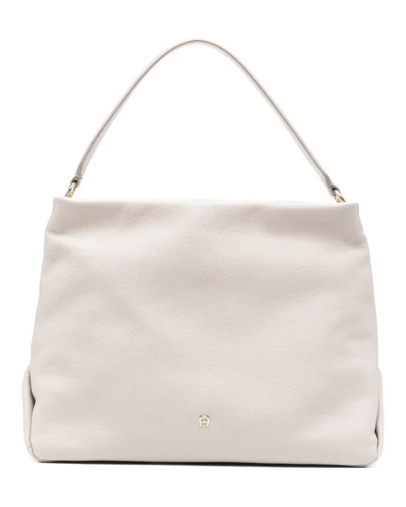 Aigner Paola Schultertasche aus gekörntem Leder - Nude Nude