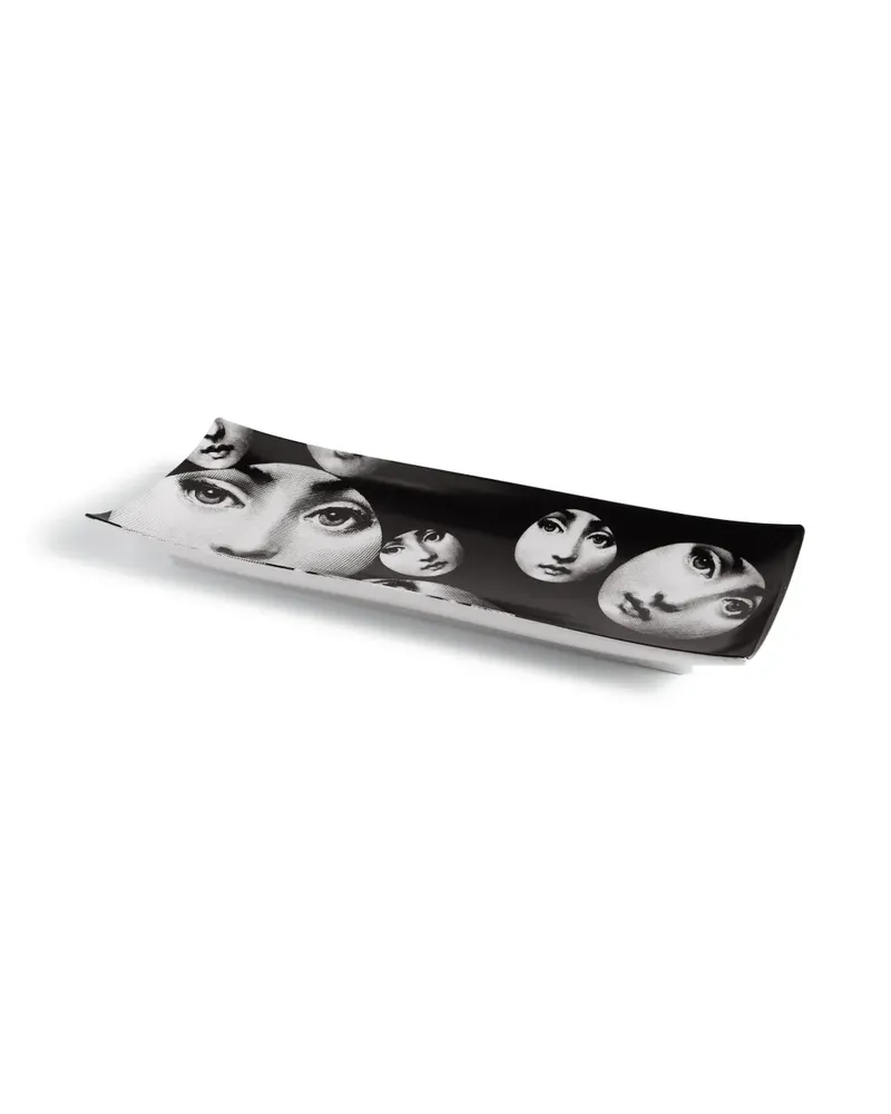 Fornasetti Tema e Variazoni Nr.242 rechteckiges Tablett - Weiß Weiß