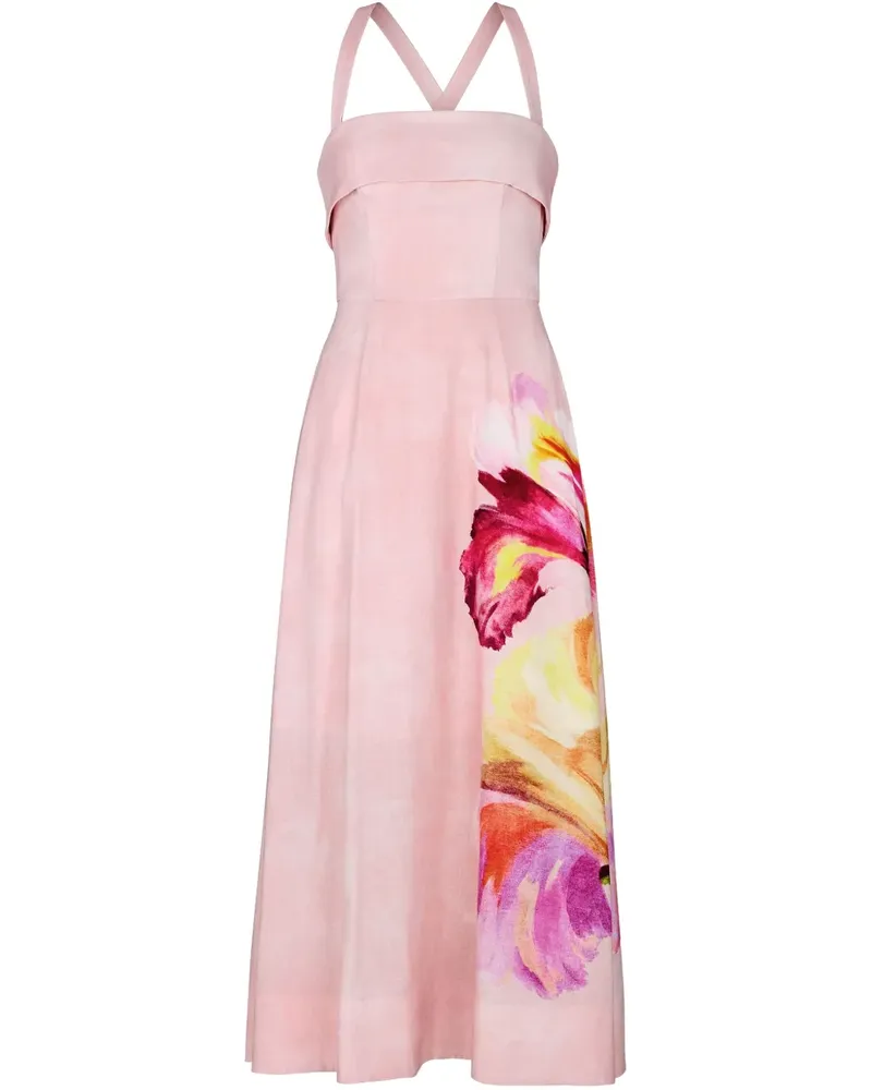 NICHOLAS Carmellia Midikleid - Rosa Rosa