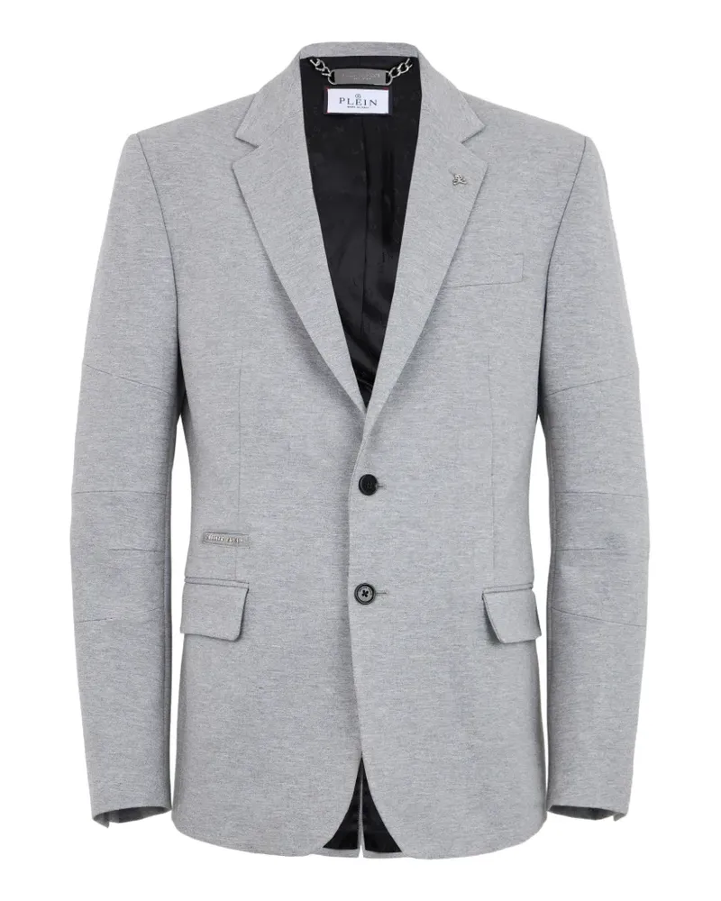 Philipp Plein logo-plaque fleece blazer - Weiß Weiß