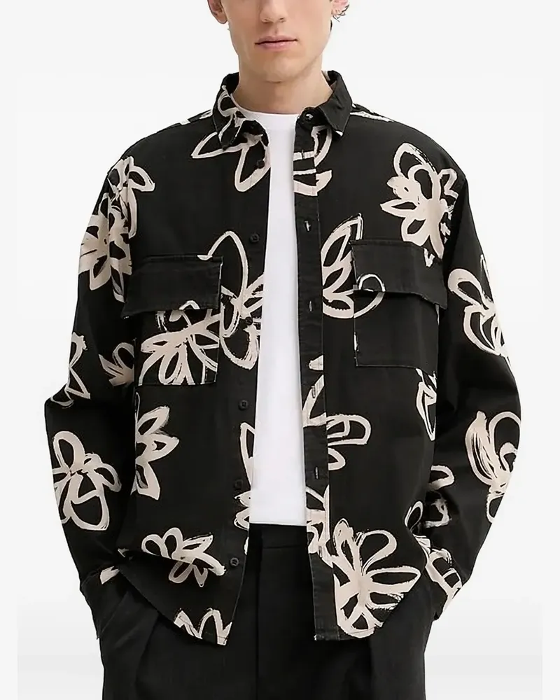 Desigual Hemd mit Blumen-Print - Schwarz Schwarz