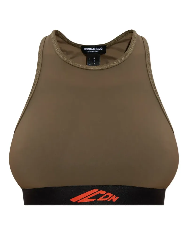 Dsquared2 Racerback-BH mit Logo-Bund - Grün Grün