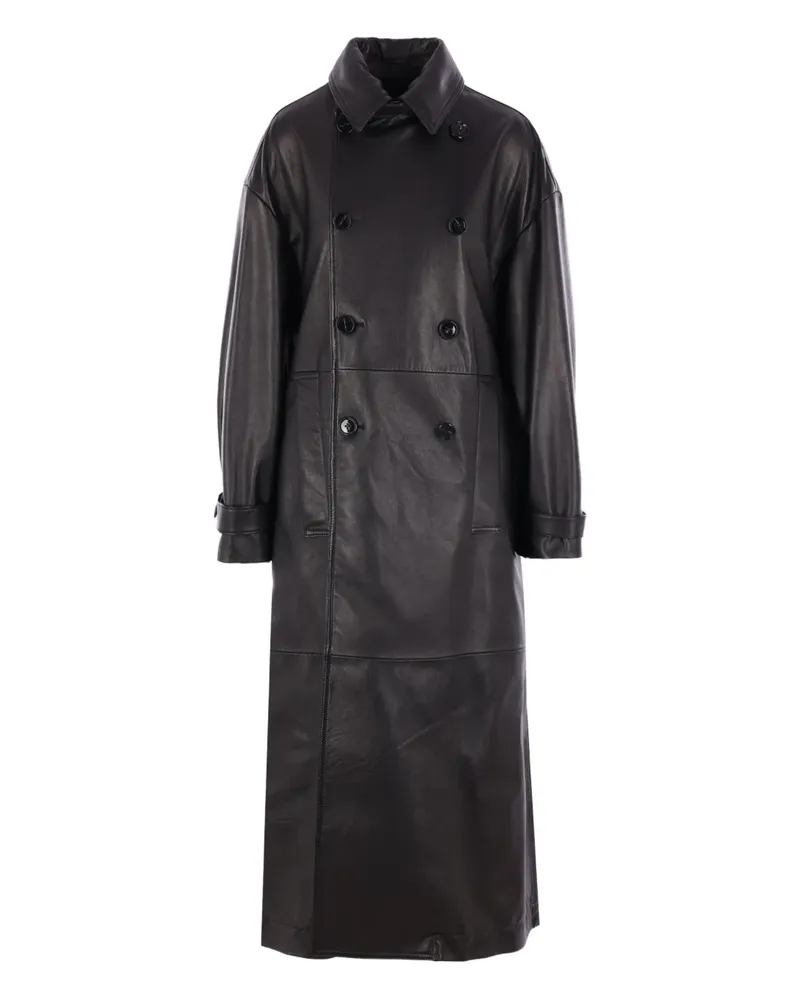 Ann Demeulemeester double-breasted leather coat - Schwarz Schwarz