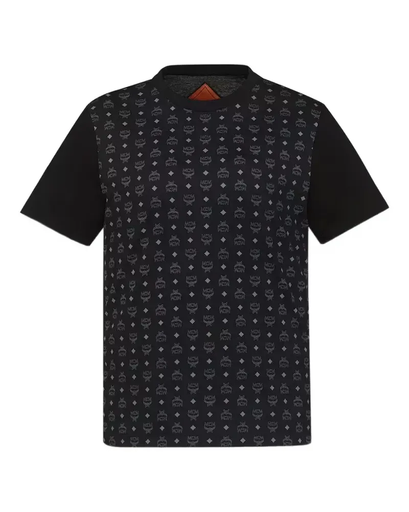 MCM monogram-print panelled t-shirt - Schwarz Schwarz