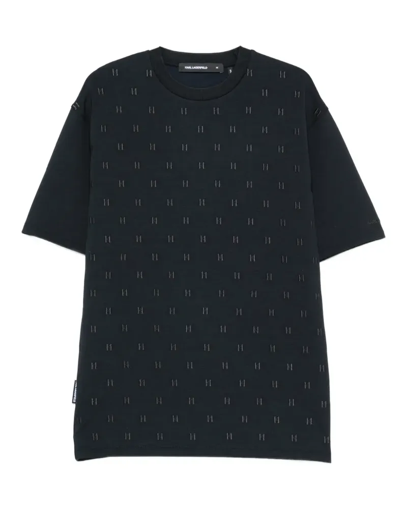 Karl Lagerfeld T-Shirt mit Monogramm-Stickerei - Blau Blau