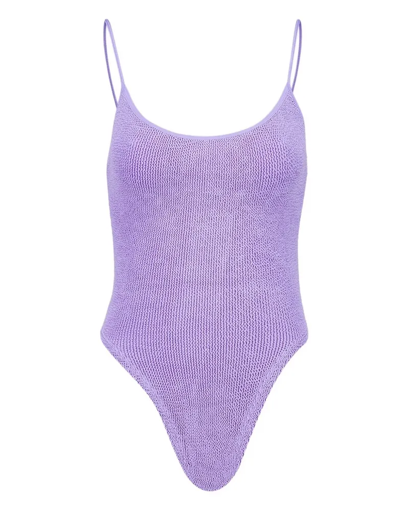 Hunza G Badeanzug in Knitteroptik - Violett Violett