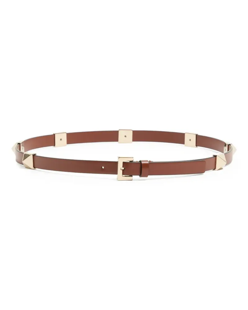 Valentino Garavani Rockstud Fierce Gürtel aus glänzendem Kalbsleder 15mm - Braun Braun