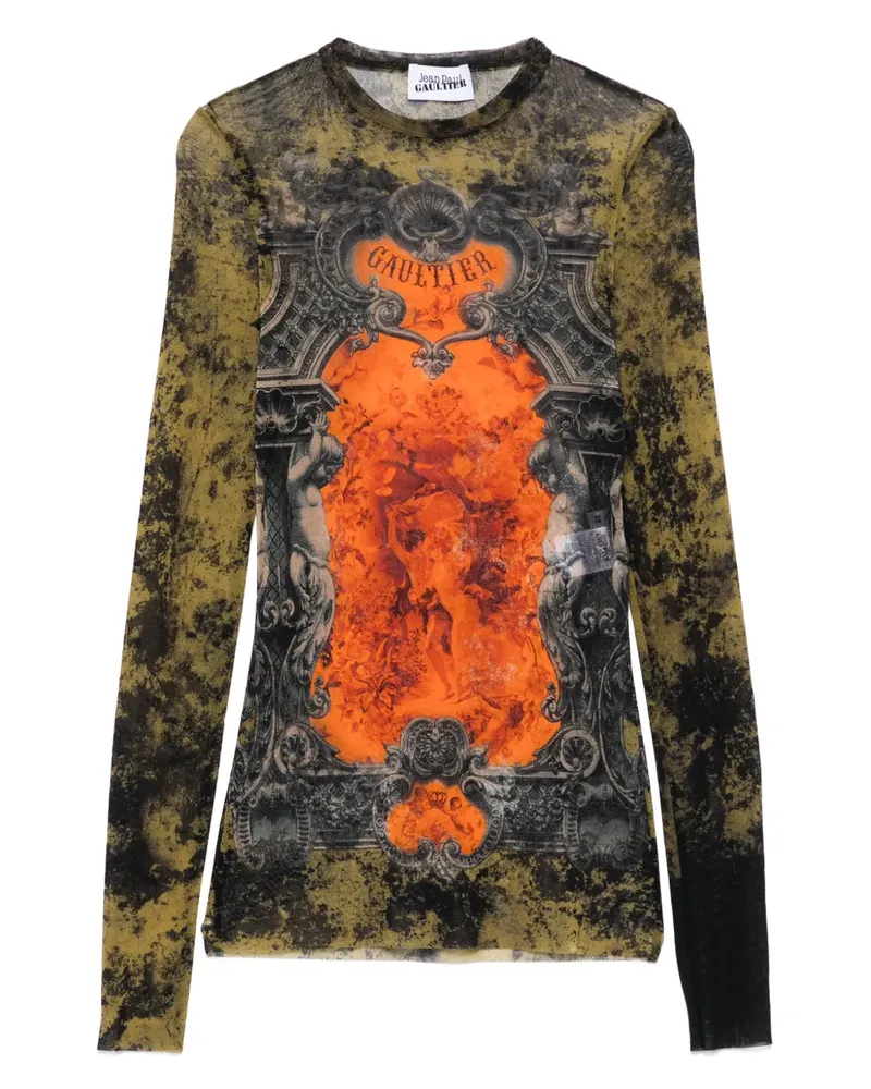 Jean Paul Gaultier Oberteil mit Logo-Print - Schwarz Schwarz