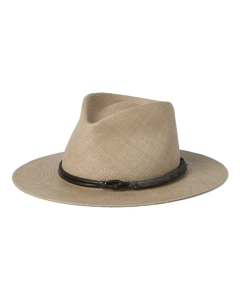 Brunello Cucinelli leather-band straw fedora - Nude Nude