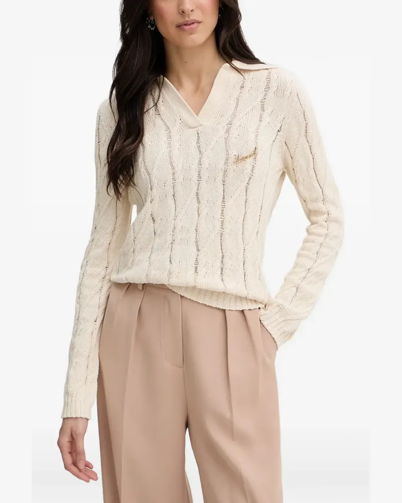 Twin-Set cable-knit logo-plaque knitwear - Nude Nude