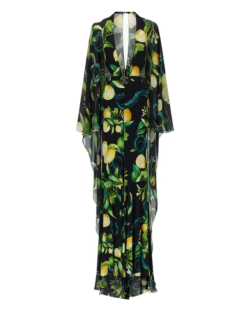 Roberto Cavalli Kleid mit Zitrus-Print - Schwarz Schwarz