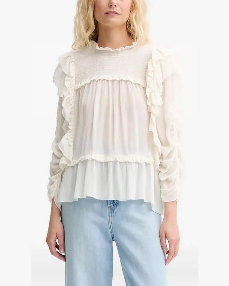 MUNTHE Gerüschte Crisp Bluse - Weiß Weiß