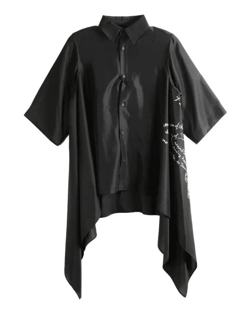 Yohji Yamamoto asymmetric script-print shirt - Schwarz Schwarz
