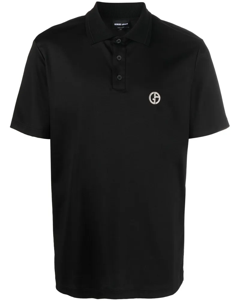Giorgio Armani Poloshirt mit Logo-Stickerei - Schwarz Schwarz