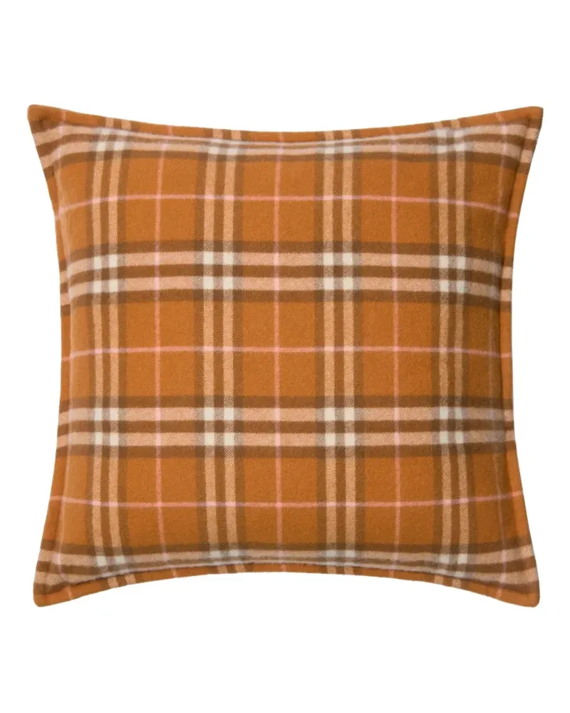 Burberry checked cashmere cushion (52cm x 52cm) - Orange Orange