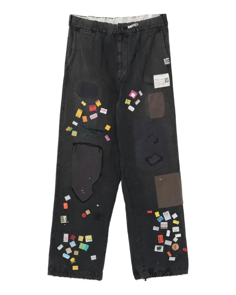 MIHARAYASUHIRO Reparierte Jeans mit Preisaufkleber - Schwarz Schwarz