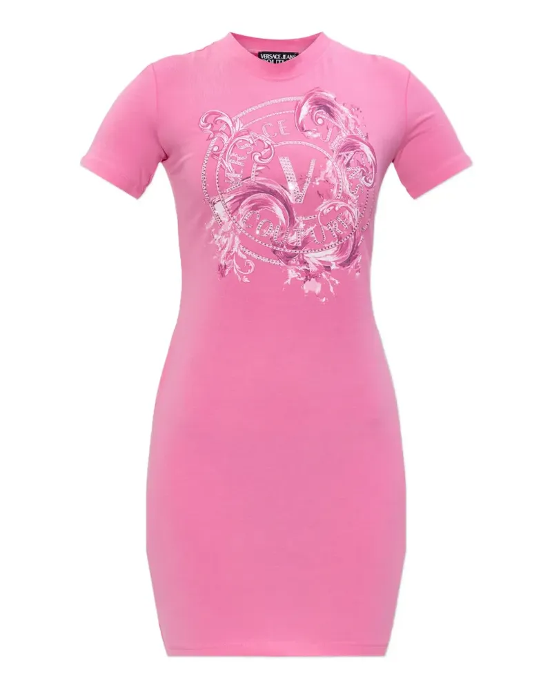 Versace Jeans embellished graphic T-shirt dress - Rosa Rosa