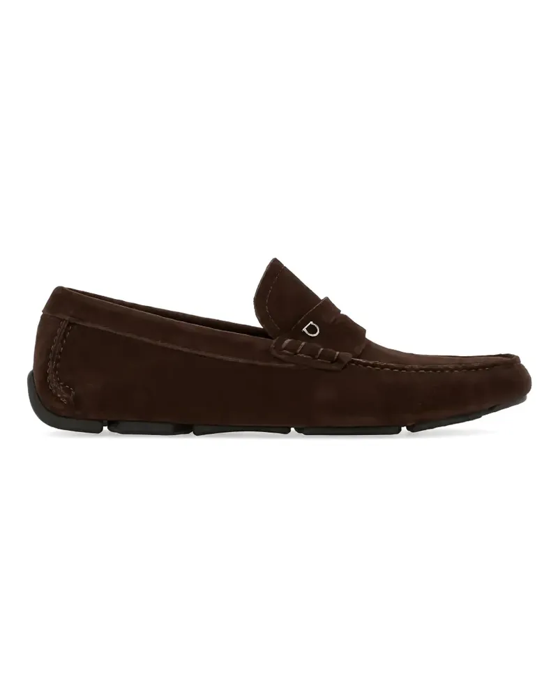 Ferragamo Gancini suede loafers - Braun Braun