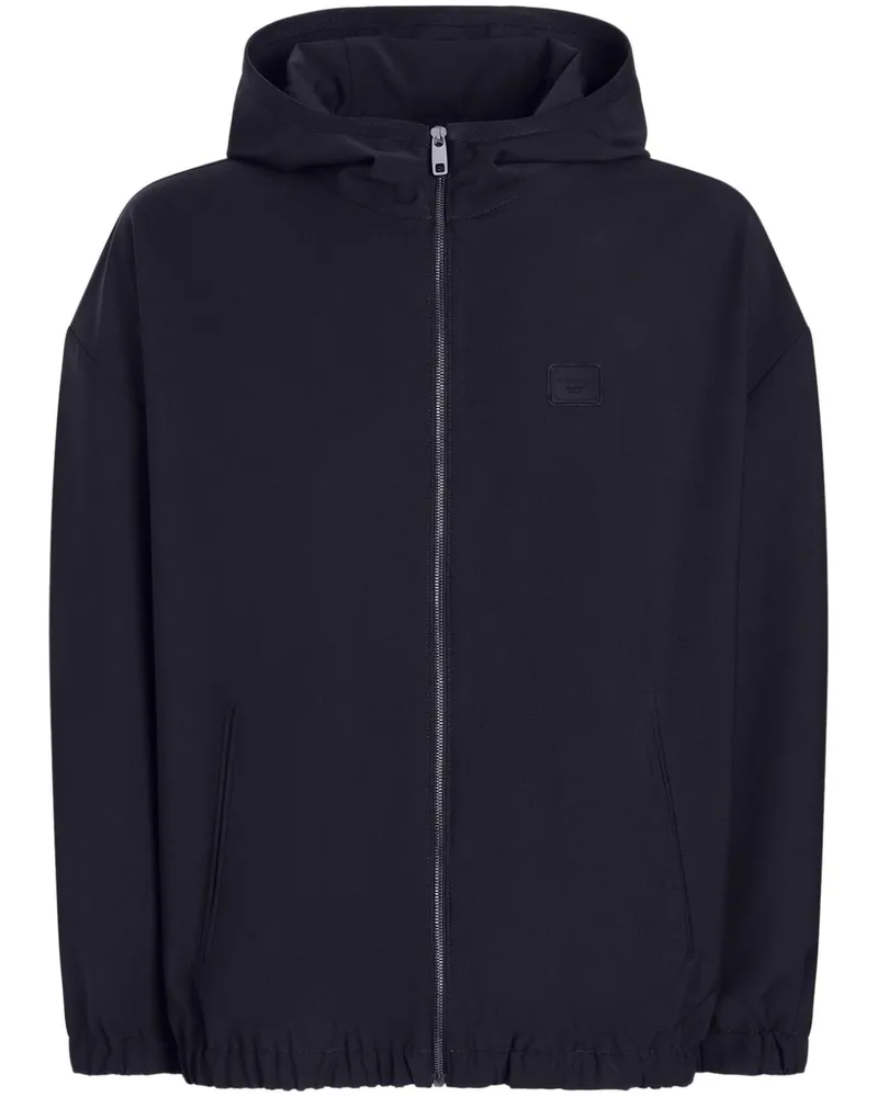 Dolce & Gabbana Kapuzenjacke mit Logo-Schild - Blau Blau