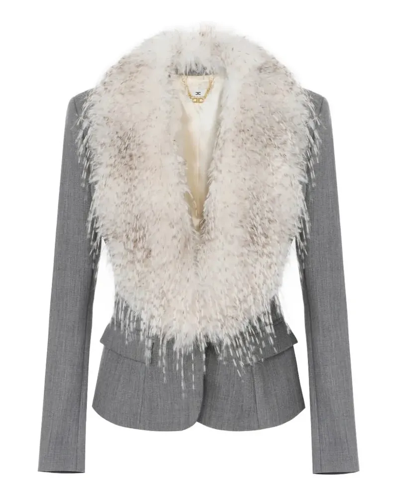 Elisabetta Franchi Wolljacke mit Kragen in Pelzoptik - Grau Grau