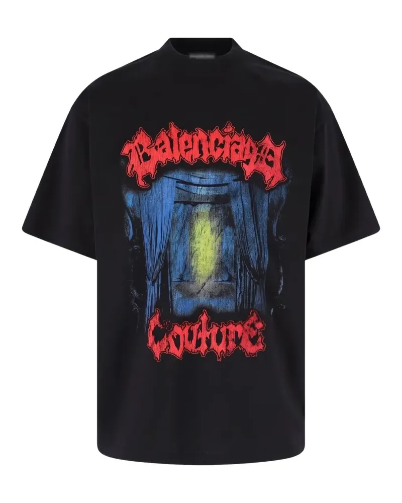 Balenciaga Mittelgroßes Salon de Couture T-Shirt in Schwarz Schwarz