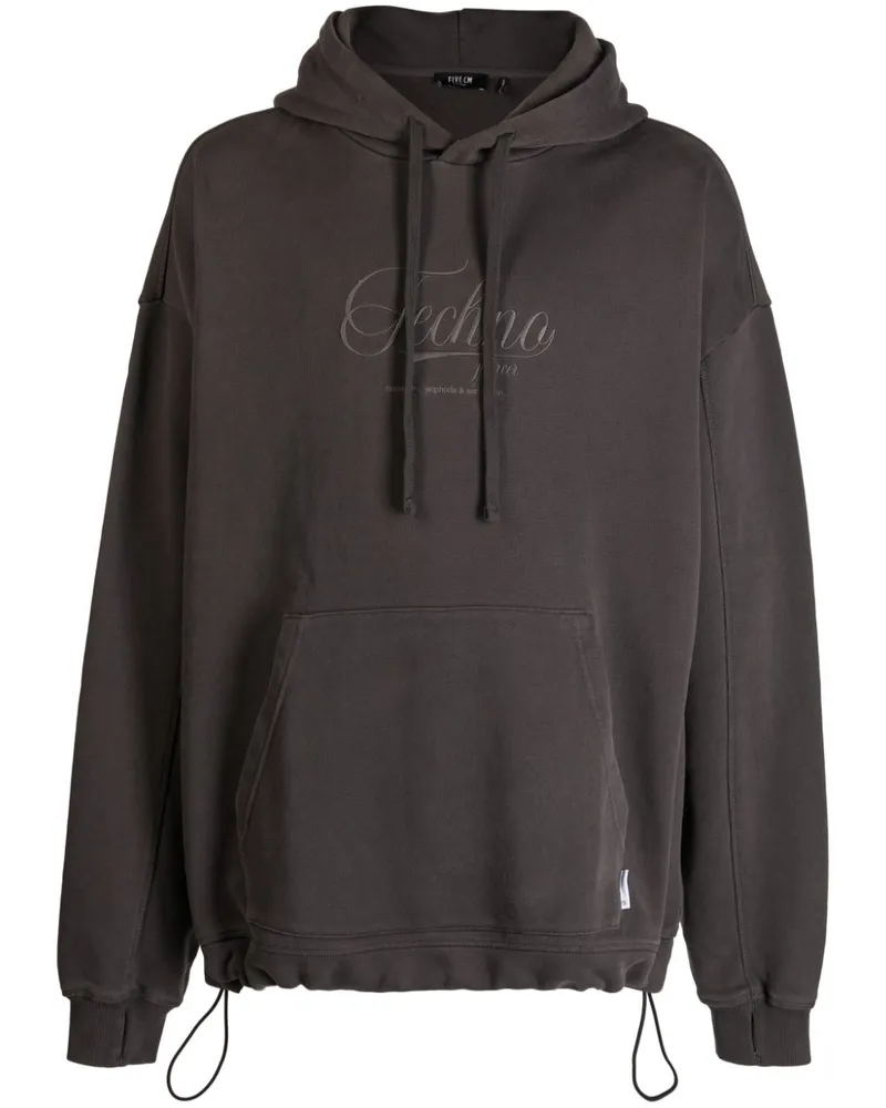 FIVE CM Hoodie mit Slogan-Stickerei Grau