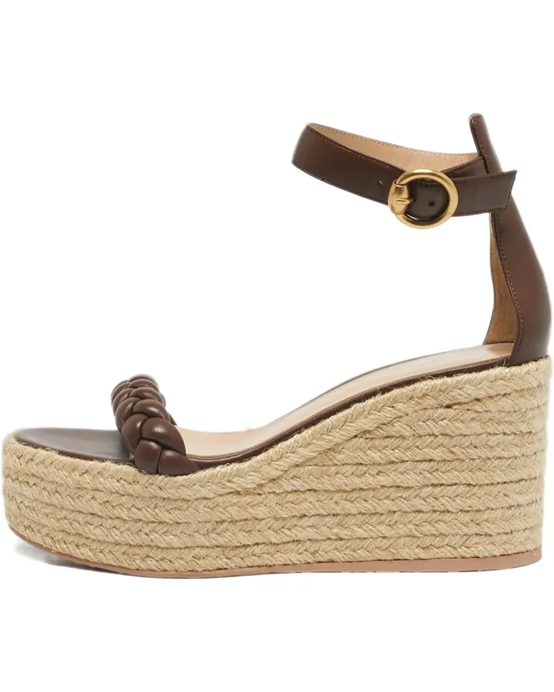 Gianvito Rossi Merida braided wedge-heel espadrille sandals - Braun Braun