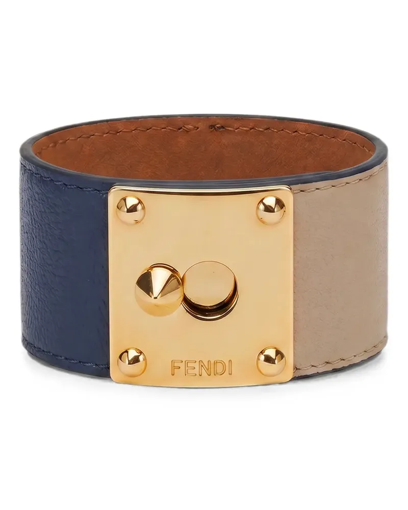 Fendi two-tone logo-plaque bracelet - Blau Blau