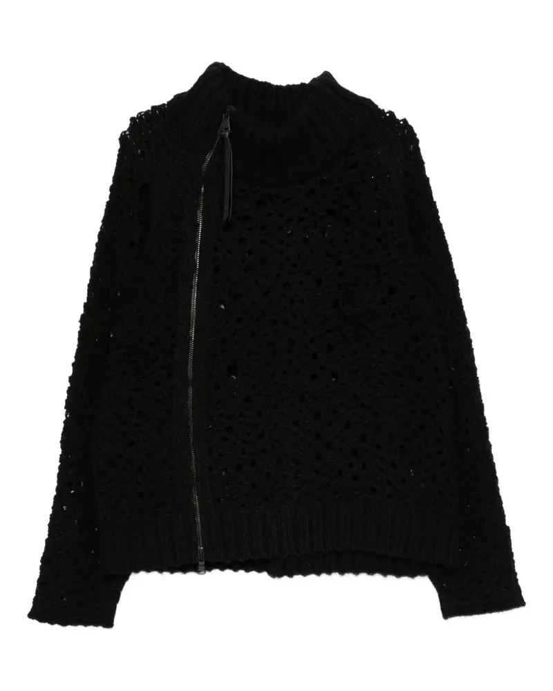 The Viridi-anne Mesh-Pullover mit Reißverschluss - Schwarz Schwarz