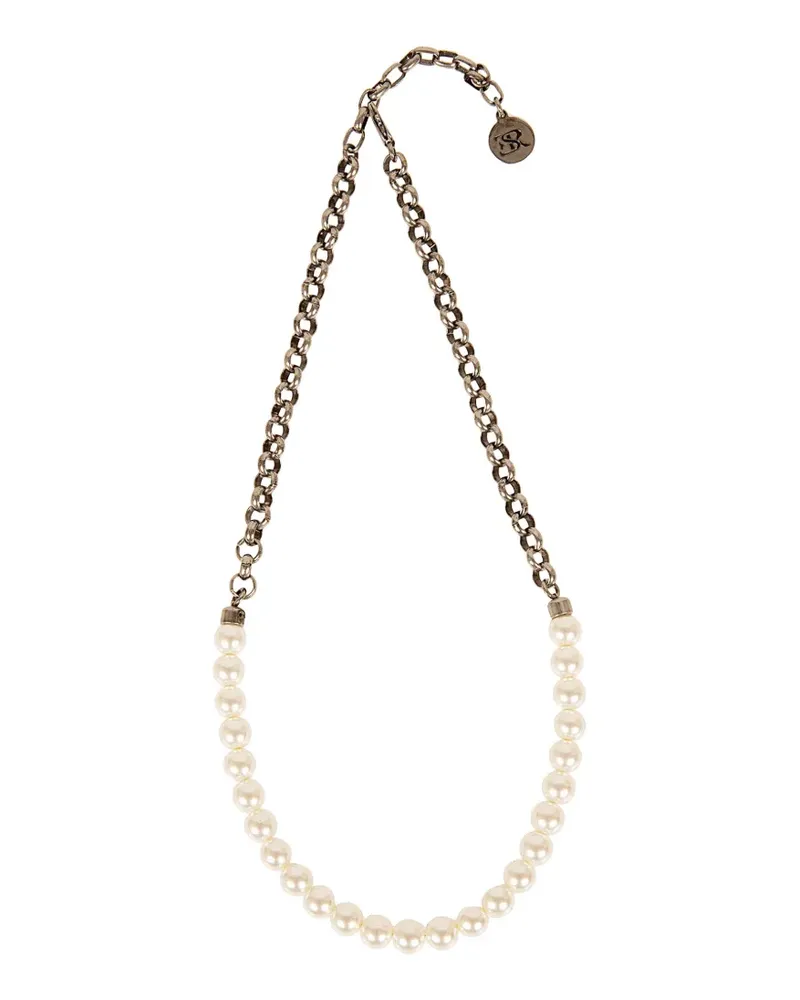 Ermanno Scervino faux pearl-embellished chain-link necklace - Silber Silber