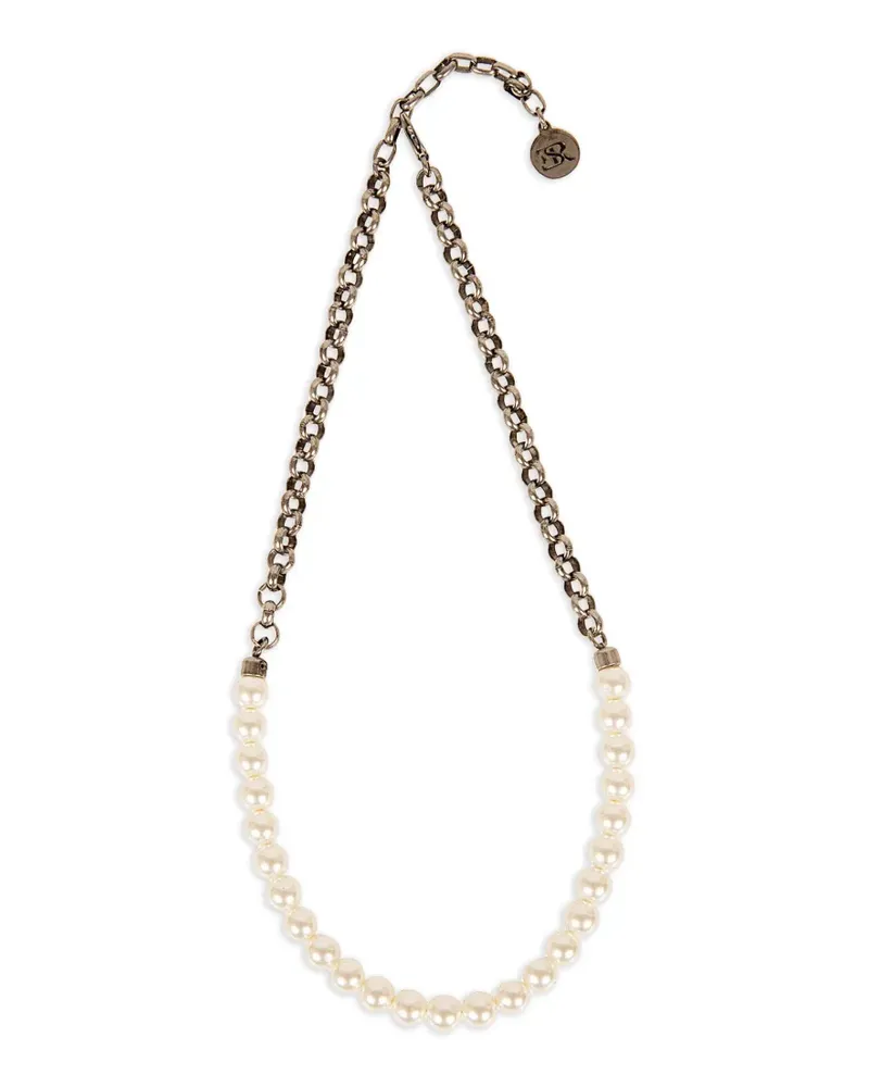 Ermanno Scervino faux pearl-embellished chain-link necklace - Silber Silber