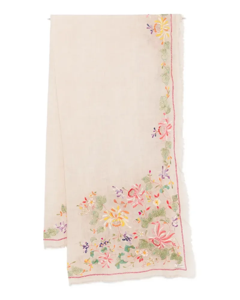 Faliero Sarti Gerbera floral-embroidered scarf - Nude Nude