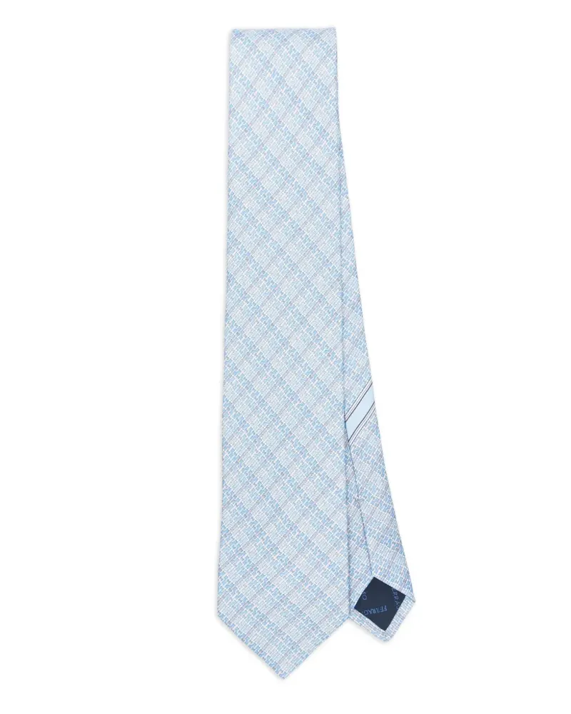 Ferragamo Geometrisch gemusterte Seidenkrawatte - Blau Blau