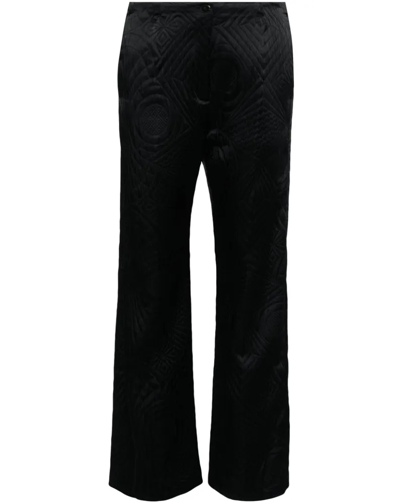 forte_forte Gesteppte Hose mit geradem Bein - Schwarz Schwarz