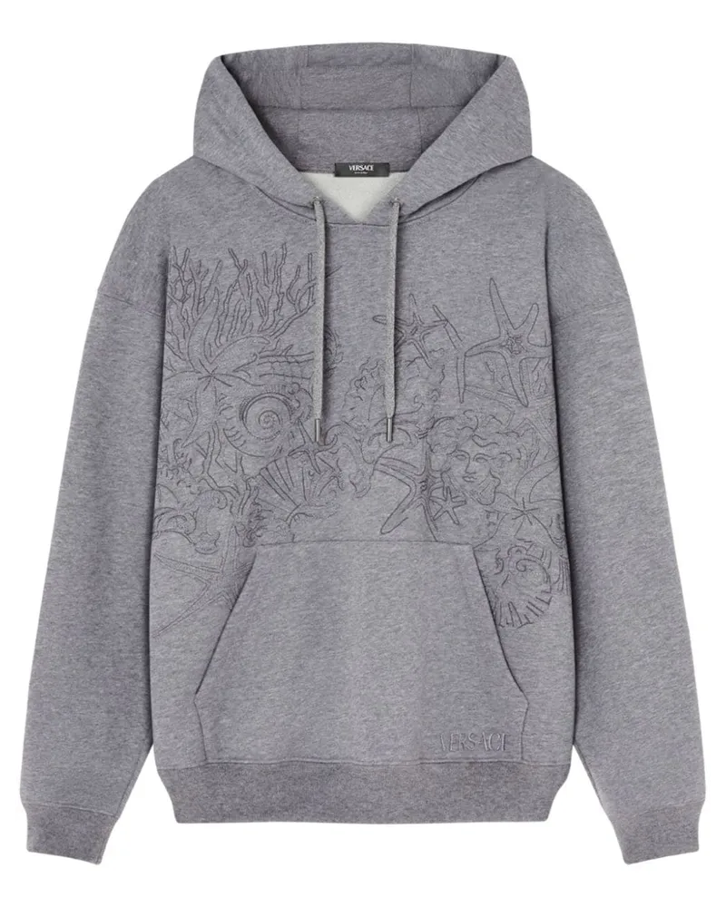 Versace Barocco Sea Hoodie mit Stickerei Grau