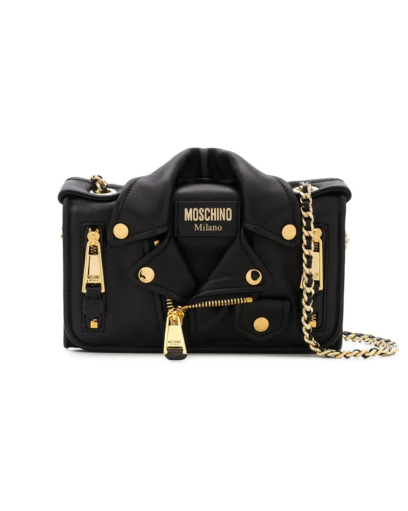 Moschino Umhängetasche im Biker-Look Schwarz