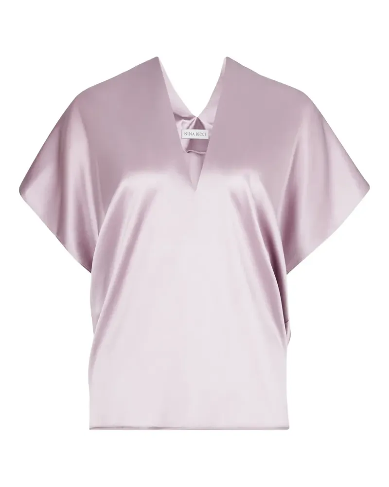 Nina Ricci Seidentop mit V-Ausschnitt - Rosa Rosa