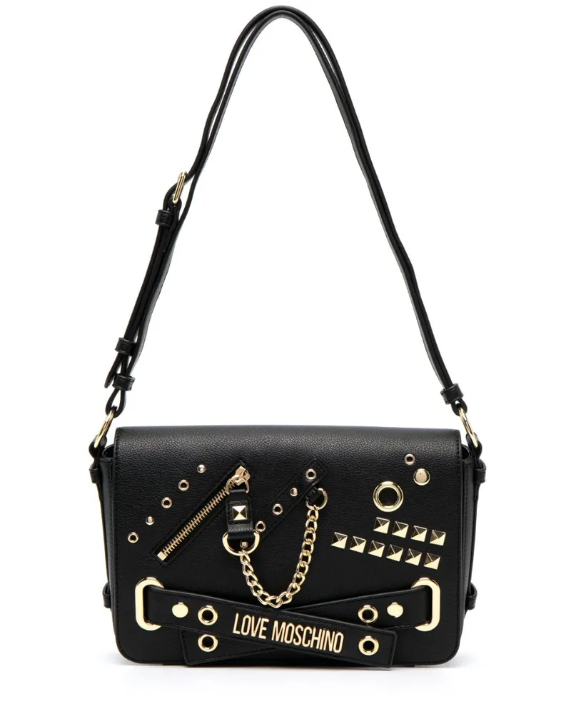 Moschino Schultertasche mit Nieten Schwarz