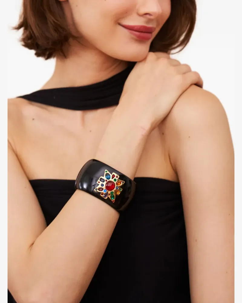 Kenneth Jay Lane Rubinarmband mit Kreuzmotiv - Schwarz Schwarz