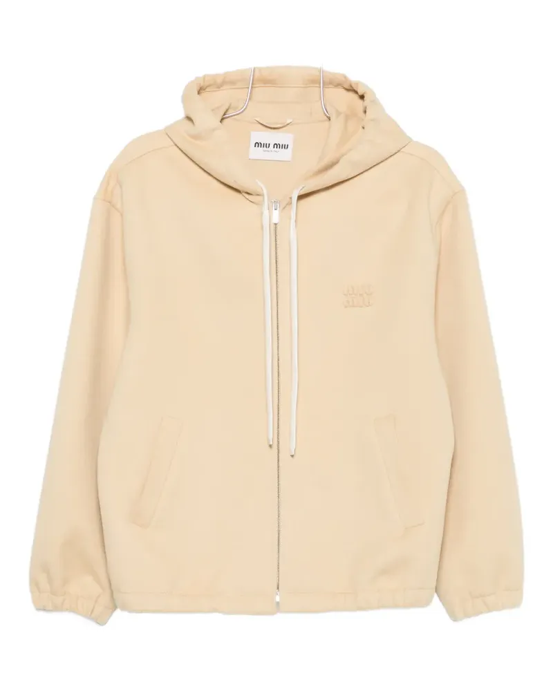 Miu Miu Kapuzenjacke mit Logo-Stickerei - Gelb Gelb