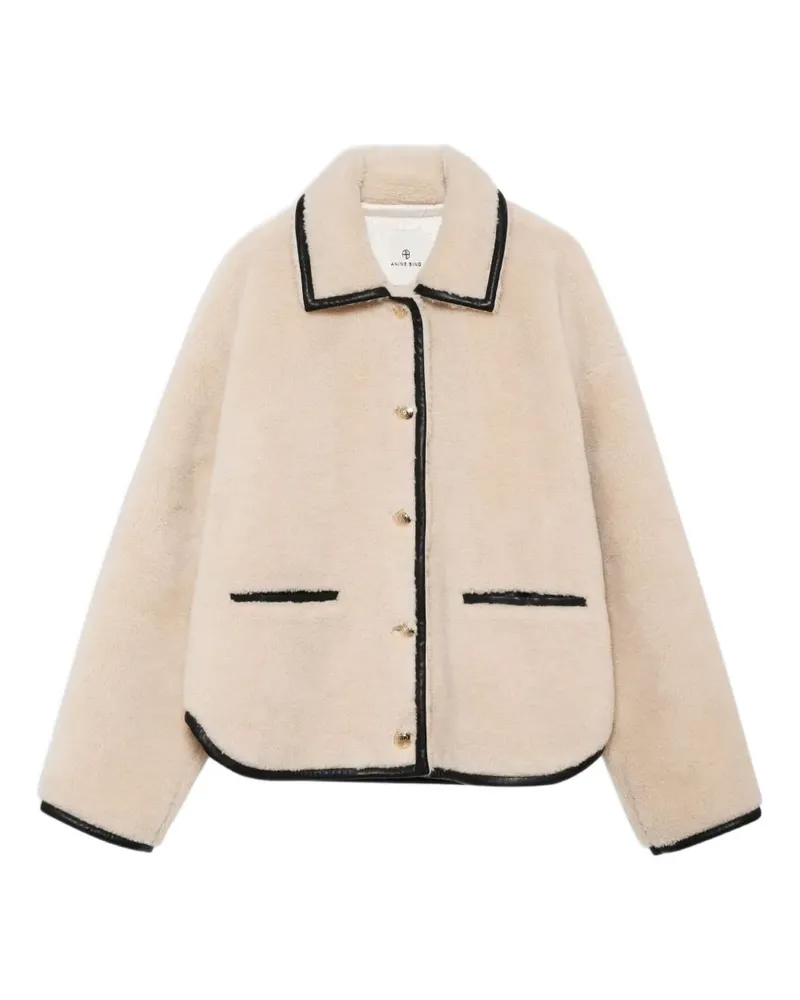 Anine Bing Camden Teddy-Jacke mit Paspeln - Nude Nude