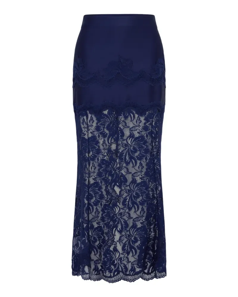 Paco Rabanne Jersey-Midirock mit Spitzeneinsatz - Blau Blau