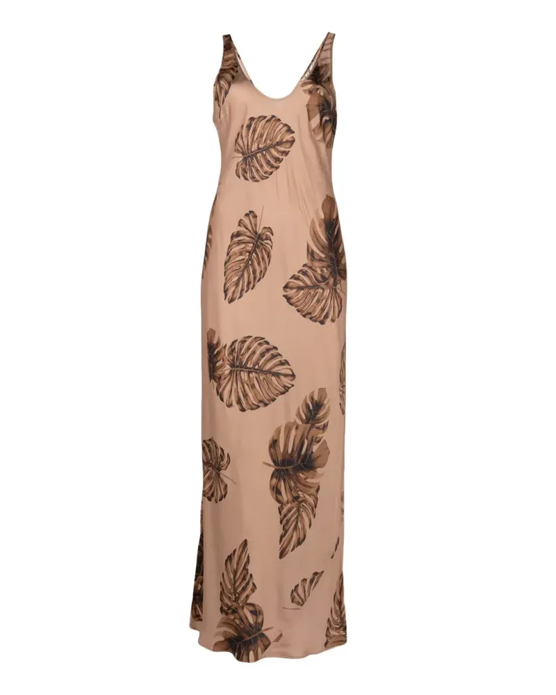 L'Agence Akiya Maxikleid mit Palmen-Print - Braun Braun