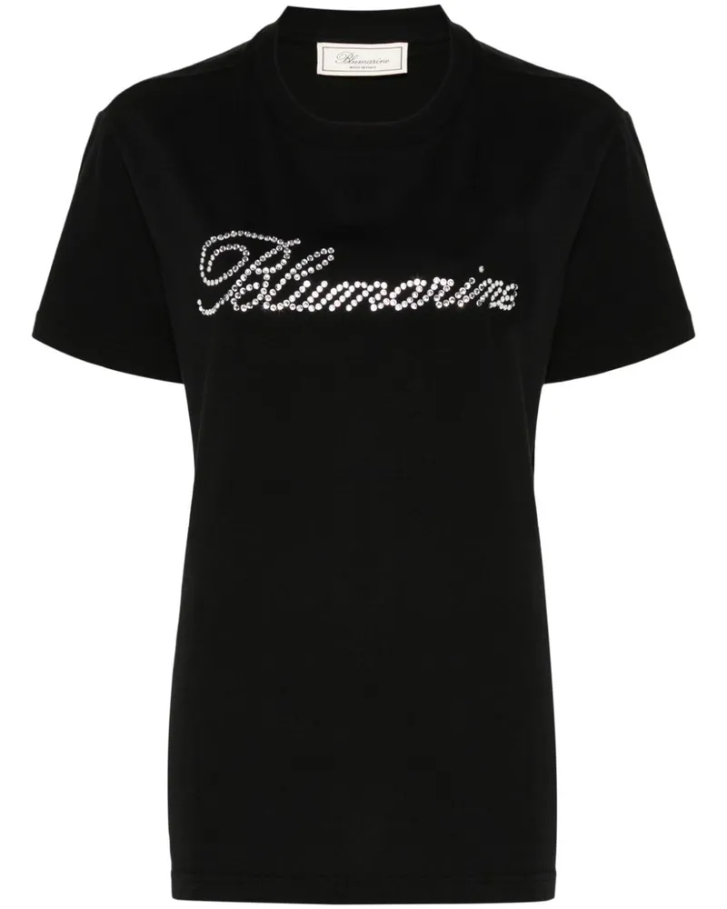 Blumarine T-Shirt mit Logo-Verzierung - Schwarz Schwarz